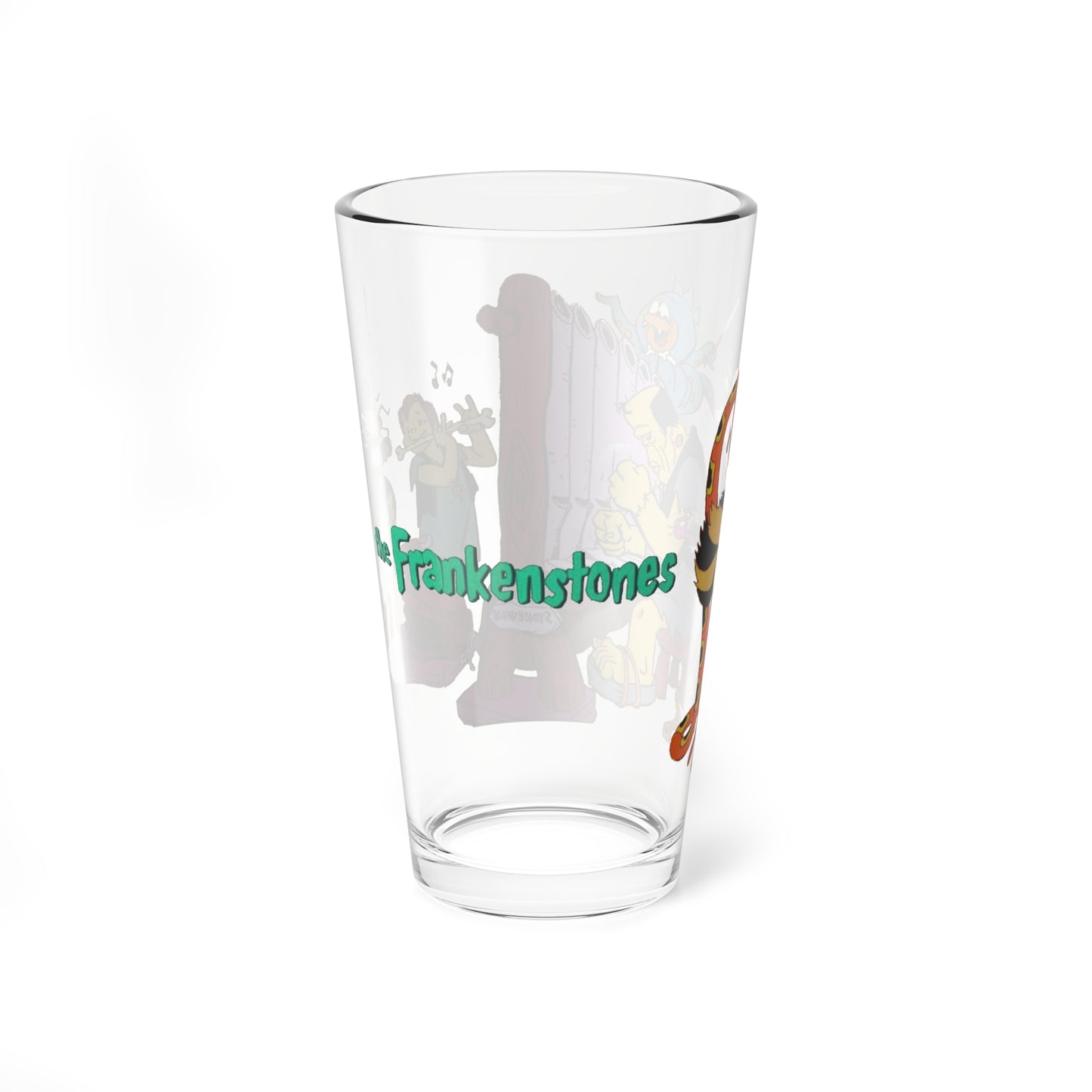 Frankenstones Pint Glass, 16oz - Flintstones Neighbors - Hanna-Barbera Cartoon - 80s