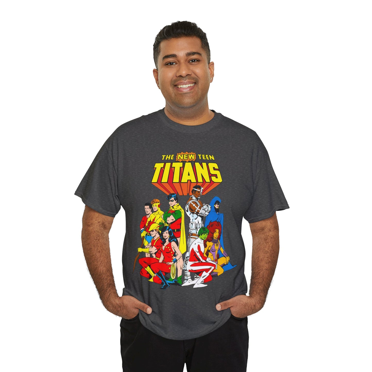 New Teen Titans T-Shirt - George Perez Art - Robin, Wonder Girl, Starfire, Raven, Cyborg, Speedy, Aqualad - DC Comics