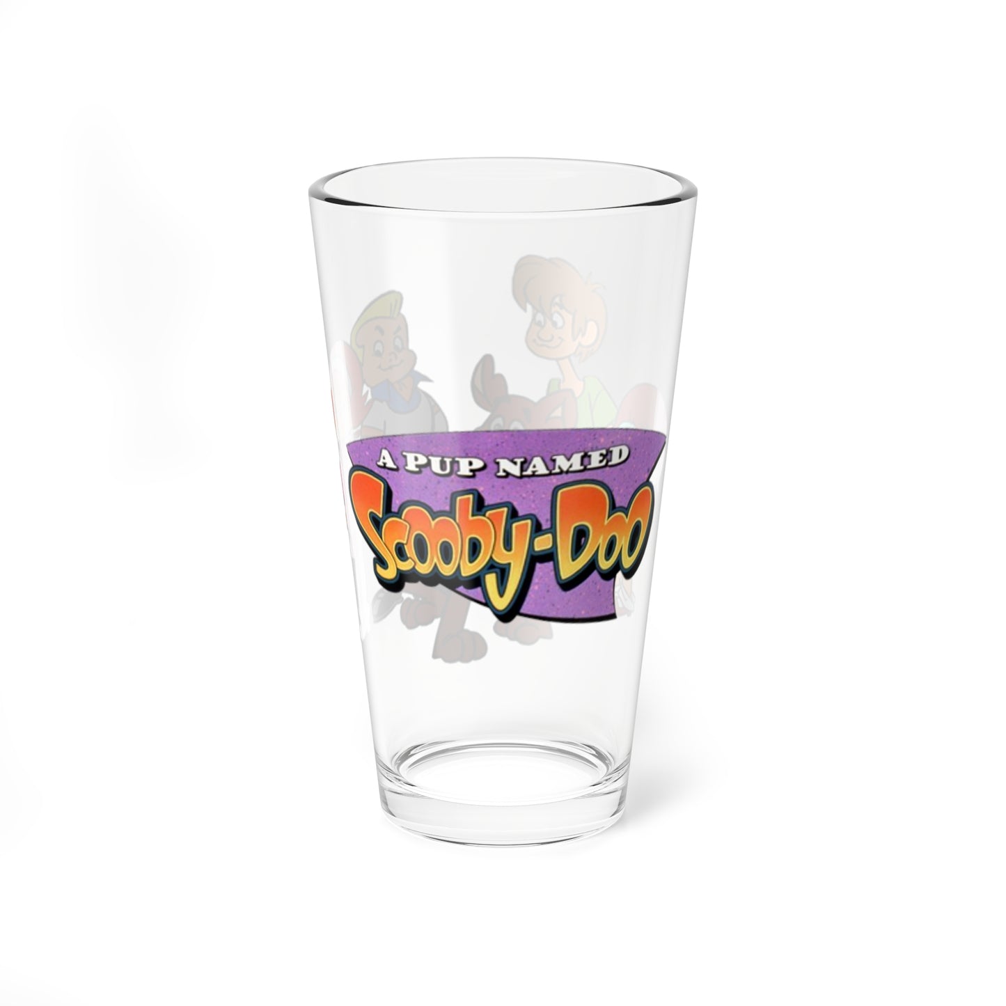 A Pup Named Scooby Doo Pint Glass, 16oz - Shaggy, Velma, Freddy, Daphne - Classic Hanna-Barbera Cartoon