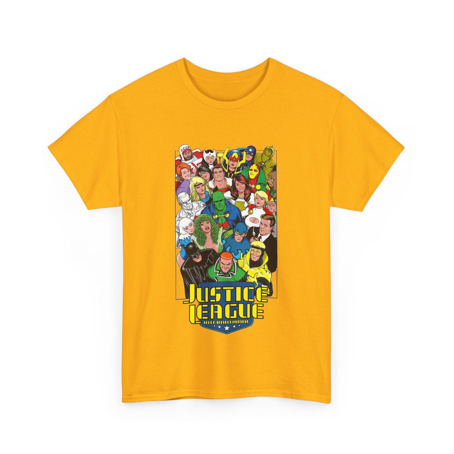 Justice League International T-Shirt - DC Comics - JLI - Kevin Maguire Art - Blue Beetle, Booster Gold, Martian Manhunter, Captain Atom