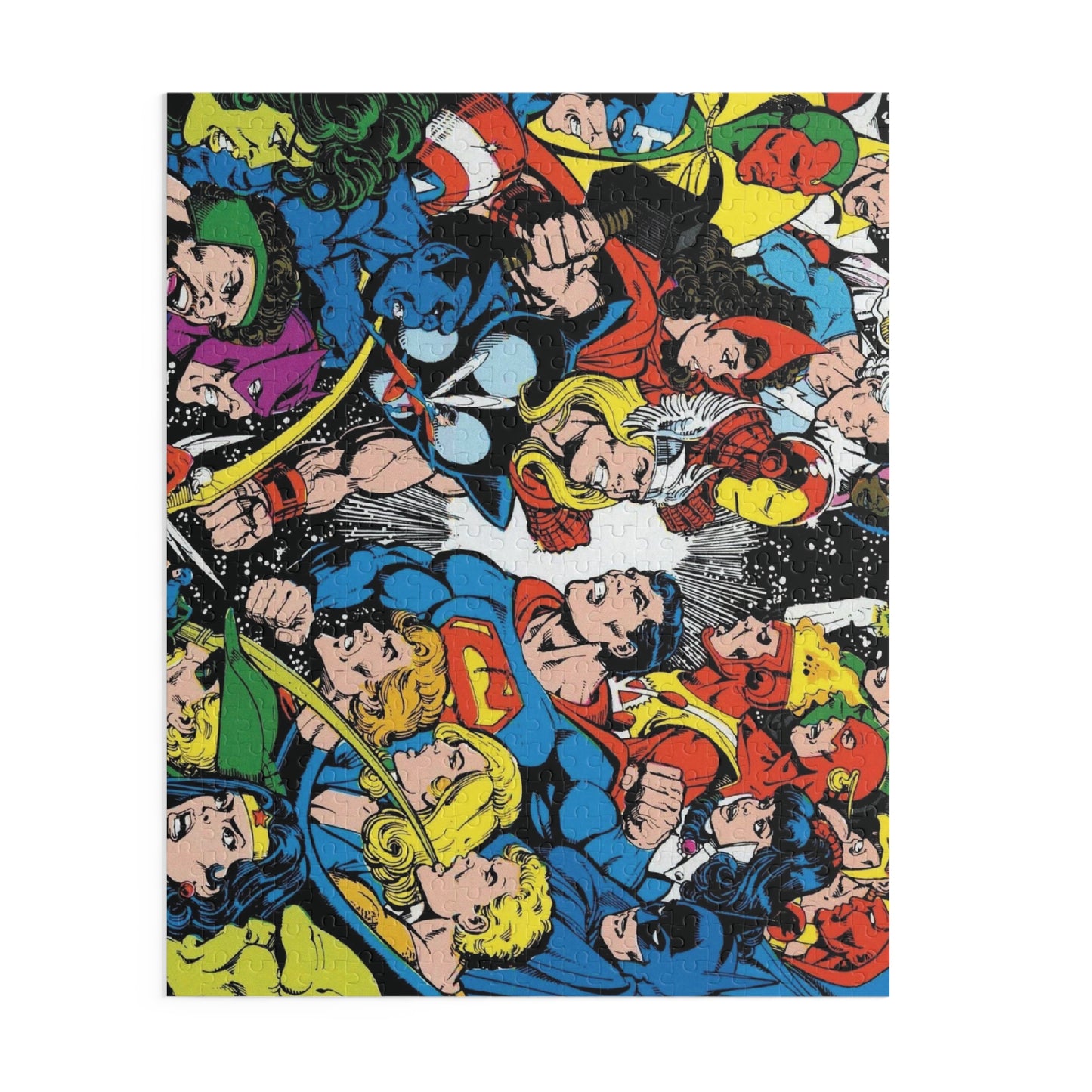 Justice League Vs Avengers 500 Piece Puzzle - George Perez Art - DC Comics & Marvel Comics - Superman, Thor, Hawkeye, Firestorm