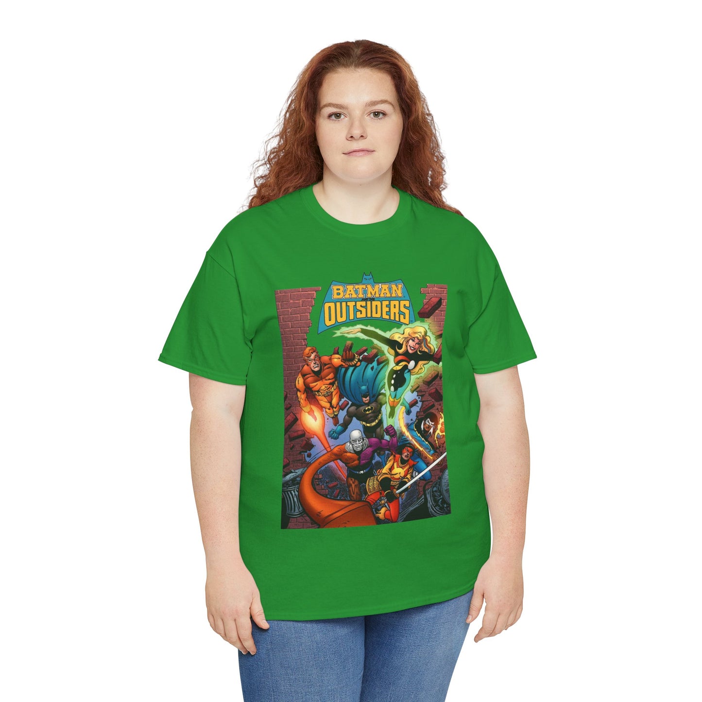 Batman & the Outsiders T-Shirt - Jim Aparo Art - Metamorpho, Katana, Halo, Black Lightning, Geo-Force - DC Comics
