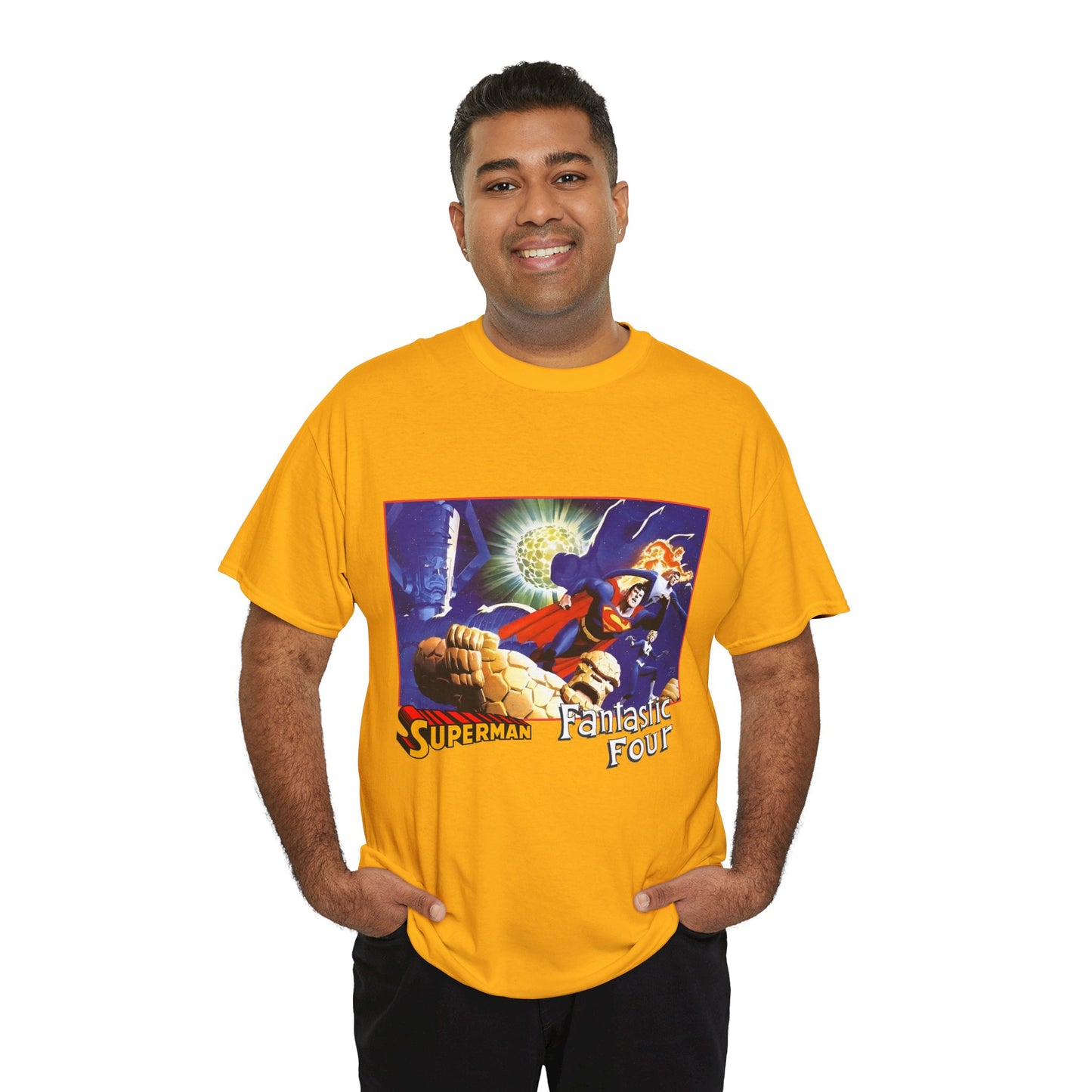 Superman & Fantastic Four T-Shirt - Marvel, DC Comics - Alex Ross, Dan Jurgens - 1990s Crossover Vs Galactus