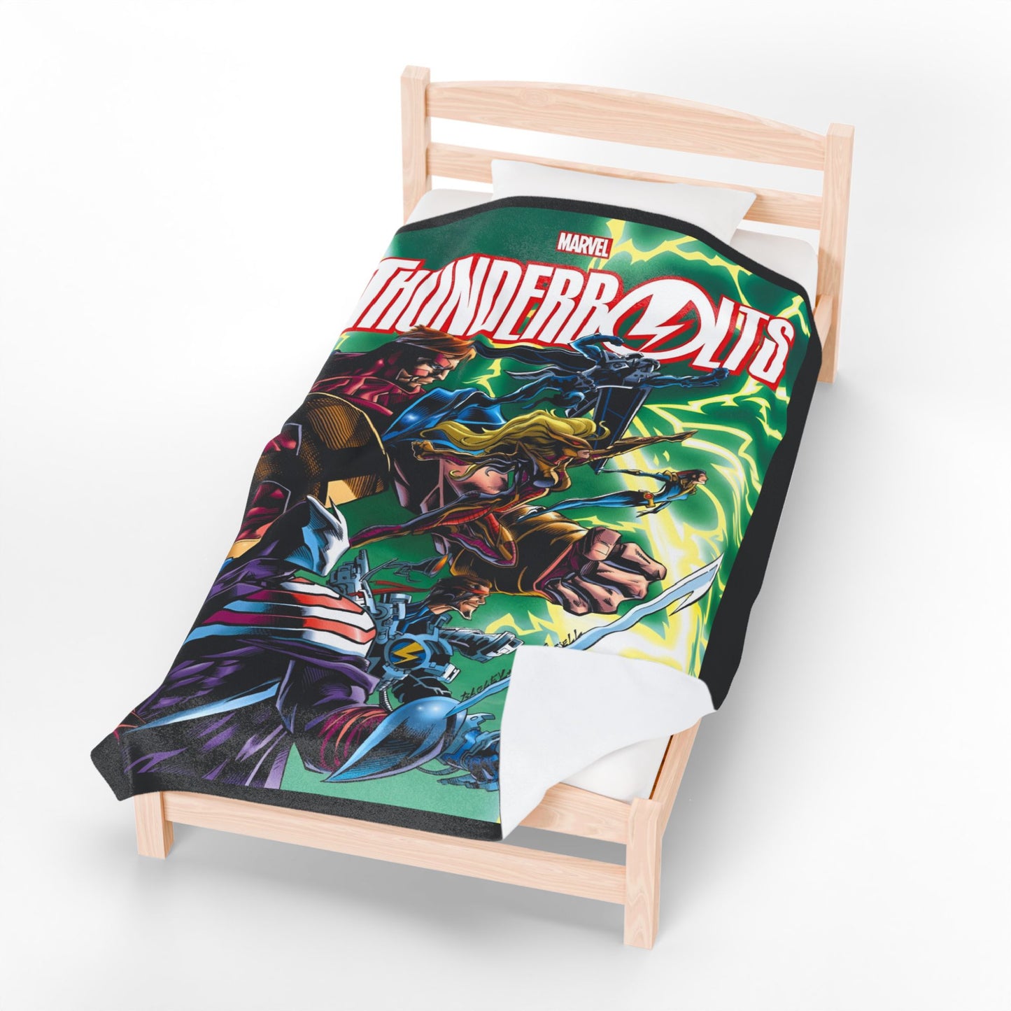 Thunderbolts Velveteen Plush Blanket 60x80" - Citizen V, MACH-1, Techno, Atlas, Songbird - Mark Bagley Art - Avengers Link - Marvel Comics