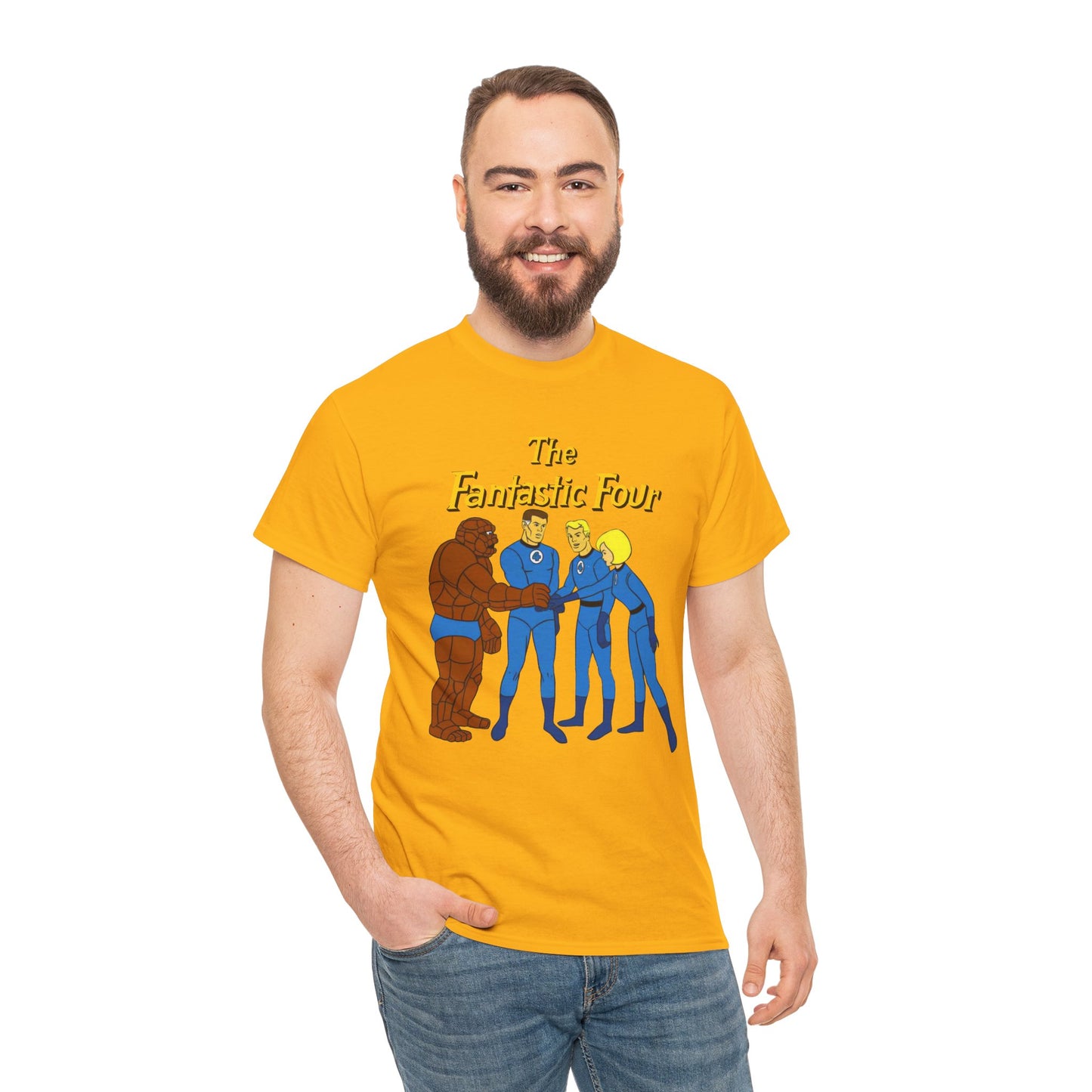 Fantastic Four T-Shirt - Hanna-Barbera 1960s Cartoon - Human Torch, The Thing, Invisible Woman - Marvel Comics