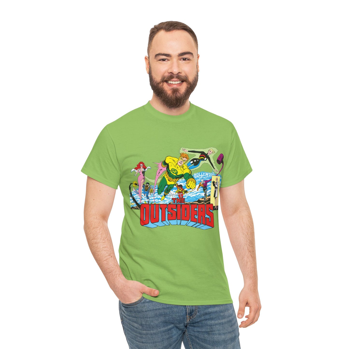 Outsiders T-Shirt - Amazing Jim Aparo Art - Black Lightning, Geo-Force, Katana, Metamorpho, Looker, Halo - DC Comics