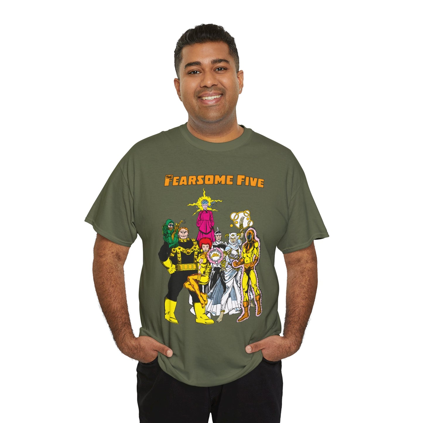 Fearsome Five T-Shirt - George Perez Art - Dr Light, Shimmer, Mammoth, Gizmo, Psimon, Jinx, Neutron - Who's Who Art - DC Comics
