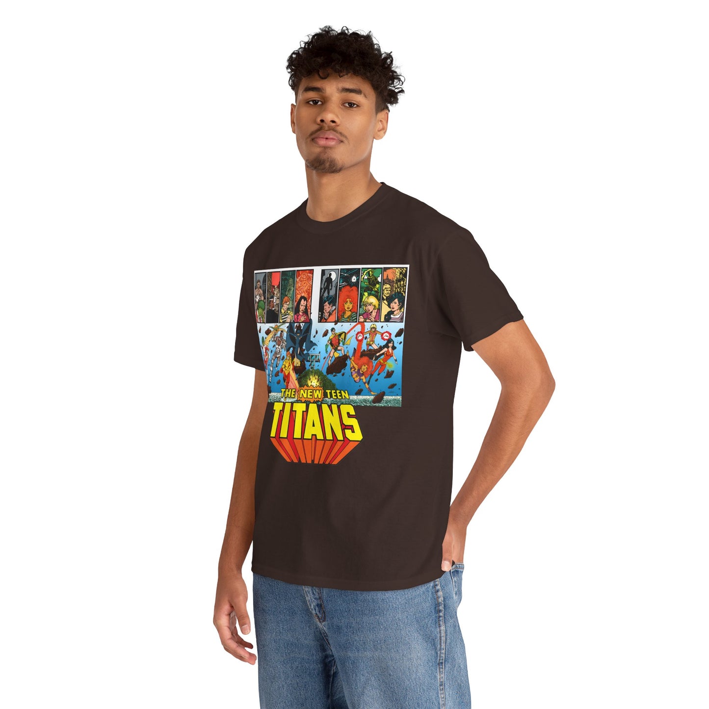New Teen Titans T-Shirt - George Perez Art - Robin, Wonder Girl, Cyborg, Raven, Starfire, Kid Flash - DC Comics