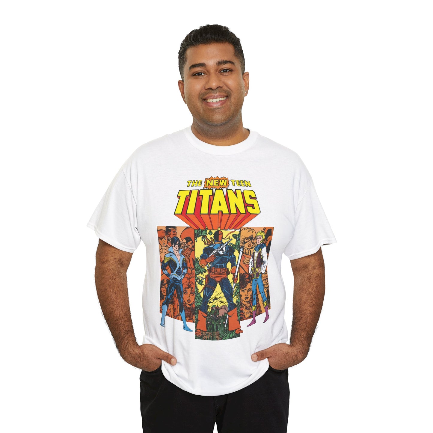 New Teen Titans T-Shirt - George Perez Art - Judas Contract - Nightwing, Jericho, Deathstroke, Changeling. Starfire - DC Comics