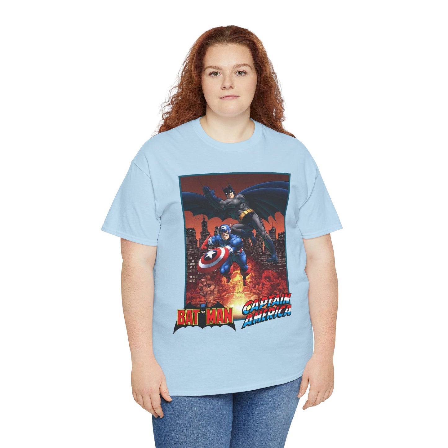 Batman & Captain America T-Shirt - John Byrne Art - Joker & Red Skull - Marvel & DC Comics Crossover Art