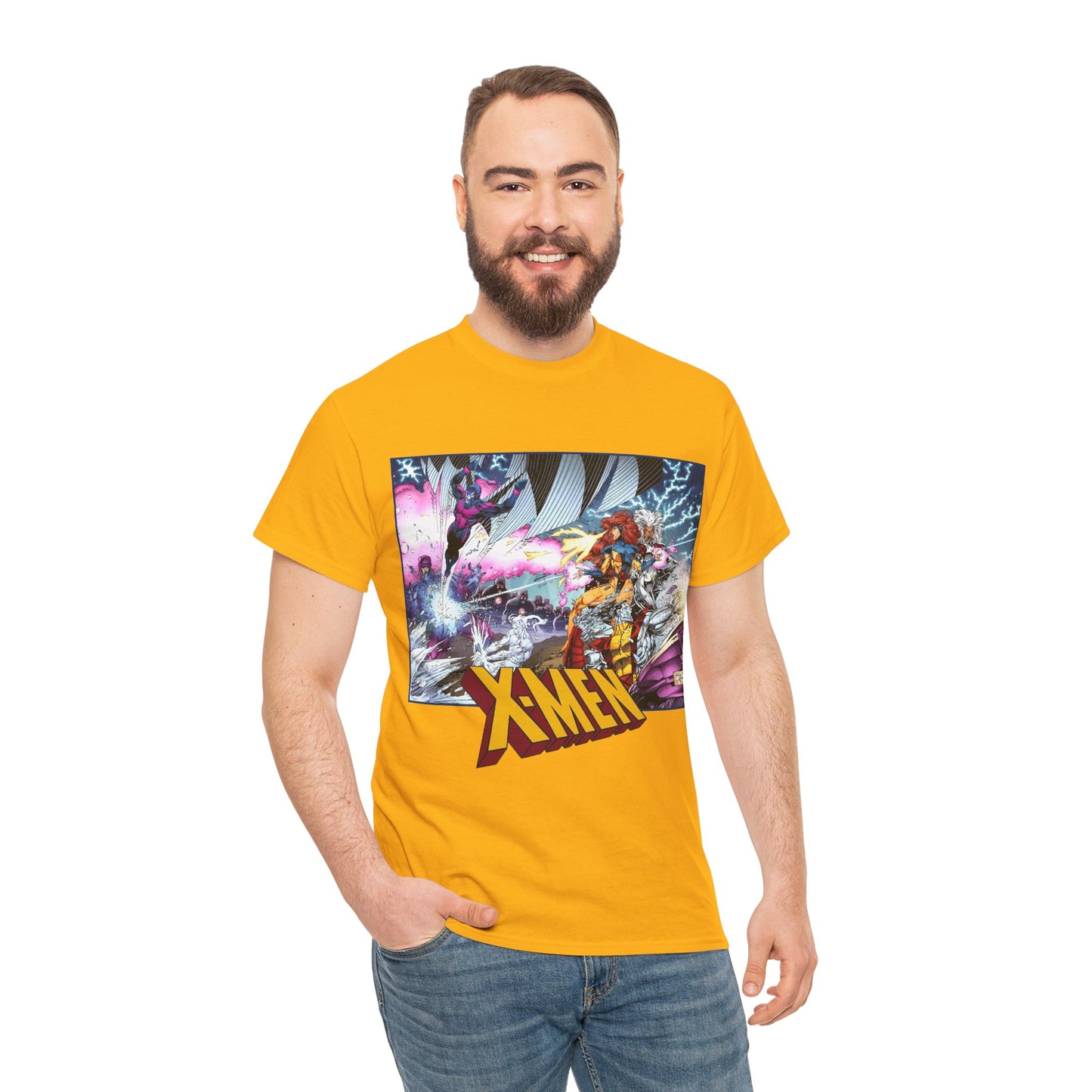 X-Men T-Shirt - Whilce Portacio Art - Storm, Jean Grey, Archangel, Iceman - Fighting Sentinels - Marvel Comics