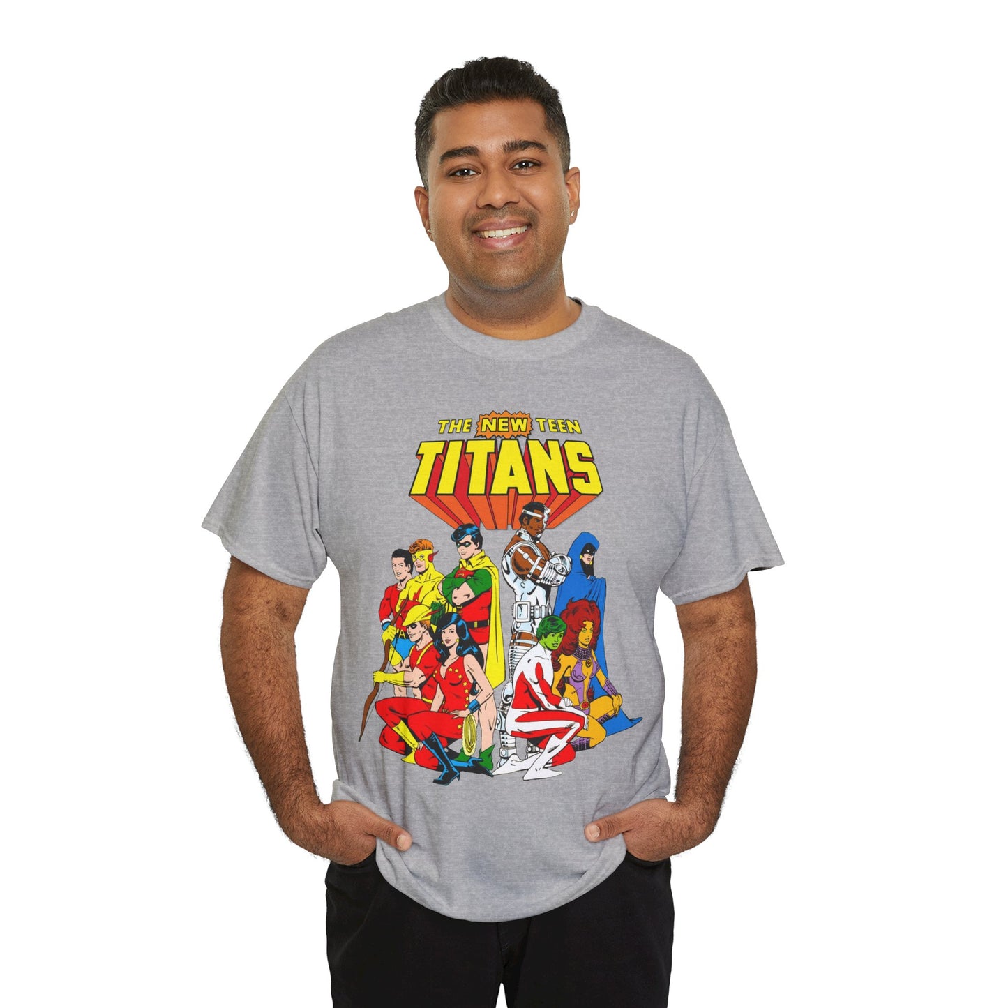 New Teen Titans T-Shirt - George Perez Art - Robin, Wonder Girl, Starfire, Raven, Cyborg, Speedy, Aqualad - DC Comics