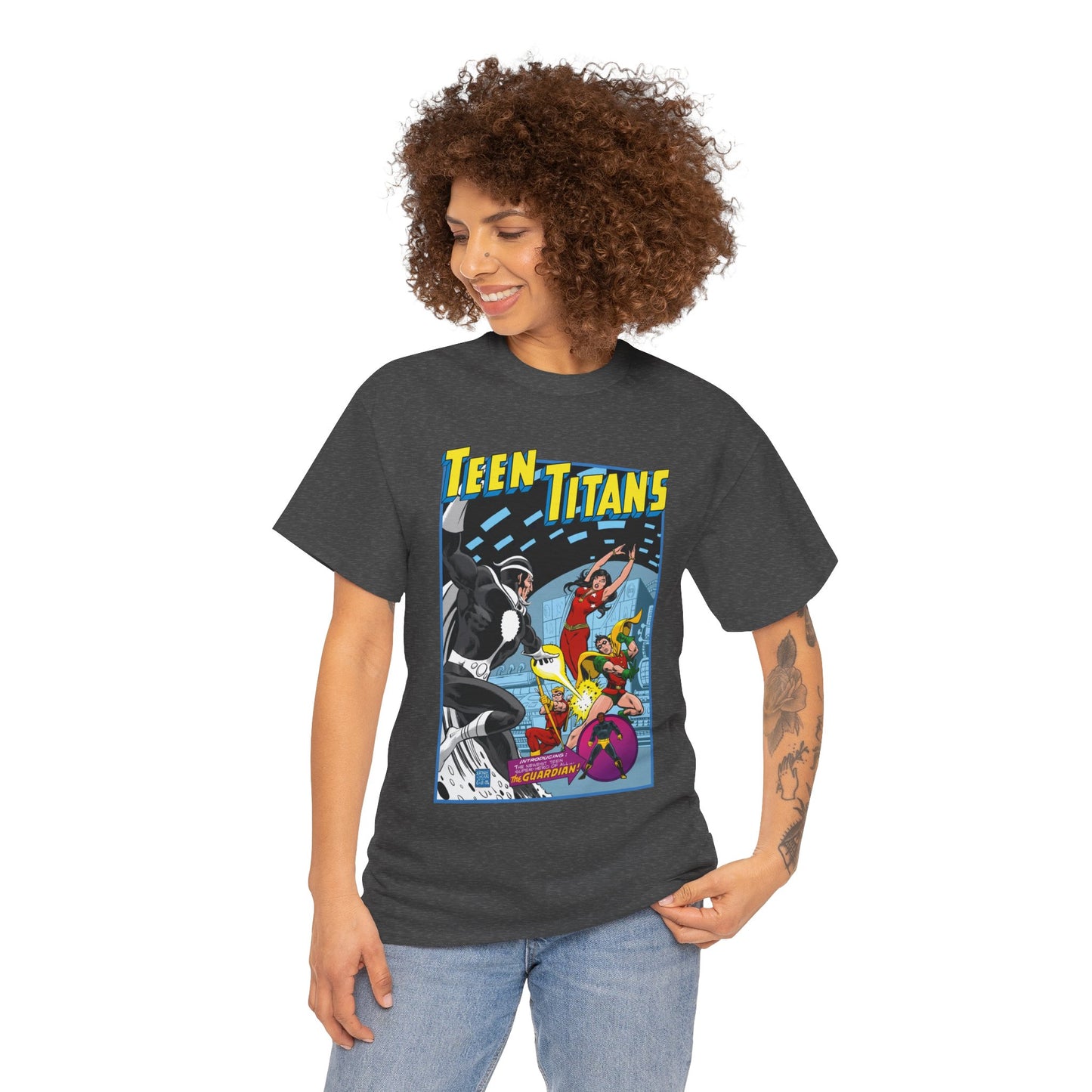 Teen Titans T-Shirt - Bronze Age DC Comics - Dr Light, Wonder Girl, Robin, Mal, Guardian, Speedy - Ernie Chan Cover Art from Issue #44