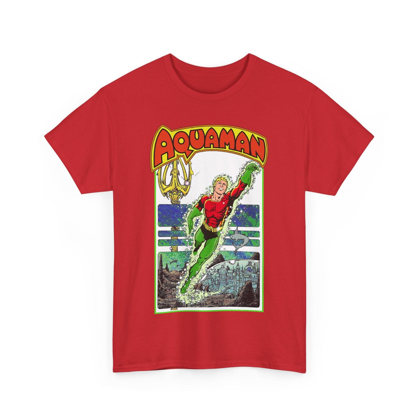 Aquaman T-Shirt - George Perez Art -Justice League 1980s Postcard Series - Arthur Curry - King of Atlantis - JLA - DC Comics