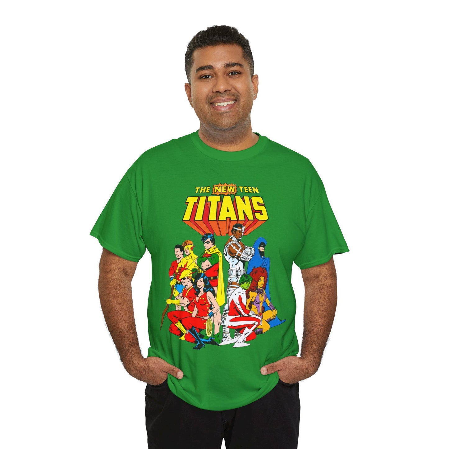 New Teen Titans T-Shirt - George Perez Art - Robin, Wonder Girl, Starfire, Raven, Cyborg, Speedy, Aqualad - DC Comics