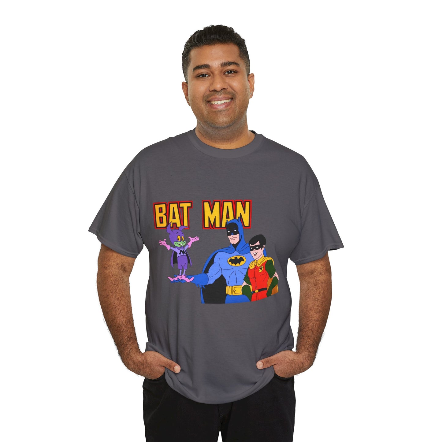 Batman, Robin & Bat-Mite T-Shirt - The New Adventures of Batman - 1970s Filmation DC Cartoon Series - Animated Dark Knight Detective