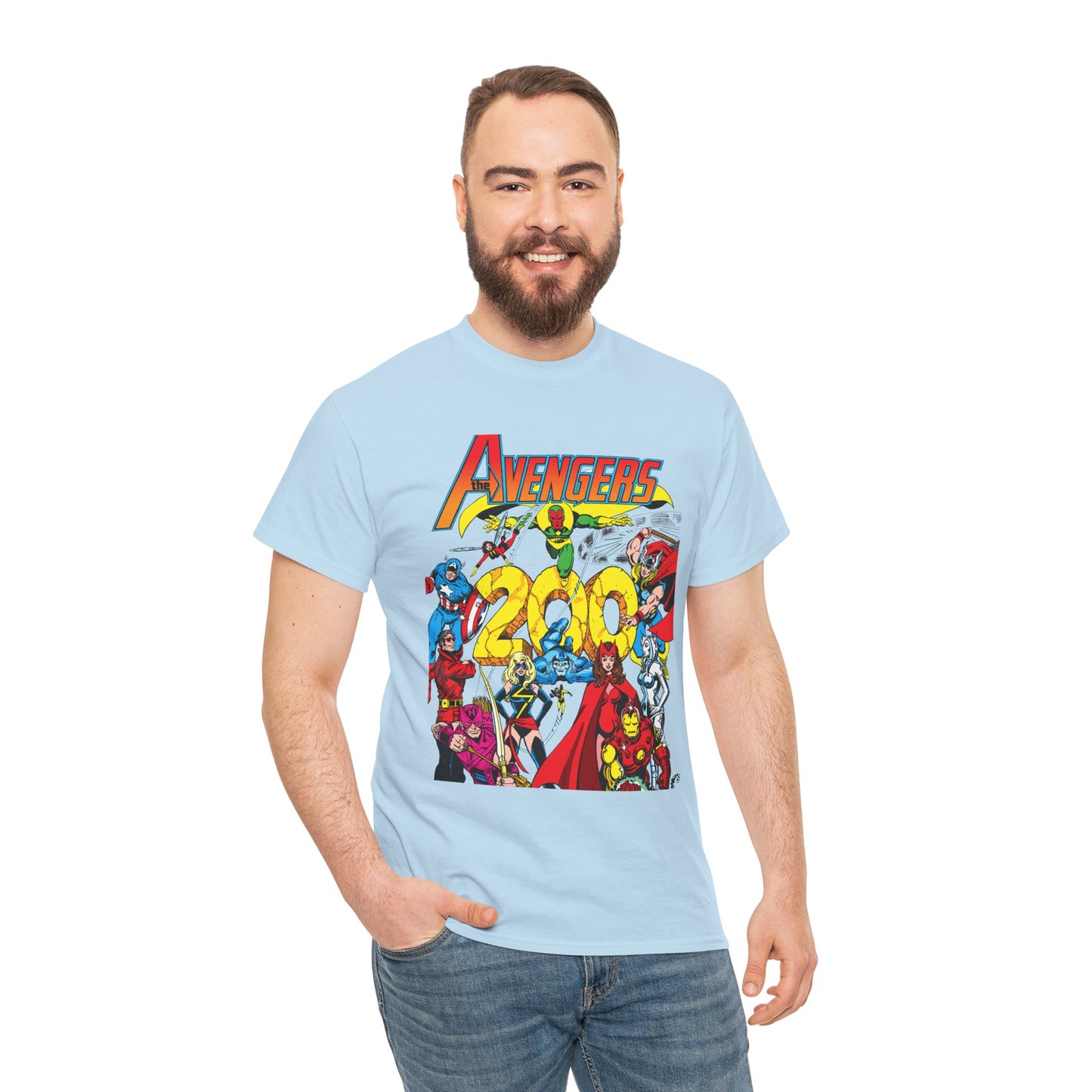 Avengers T-Shirt - George Perez Art - #200 Cover - Thor, Scarlet Witch, Iron Man, Vision, Hawkeye, Beast, Jocasta, Wasp, Captain America, Wonder Man