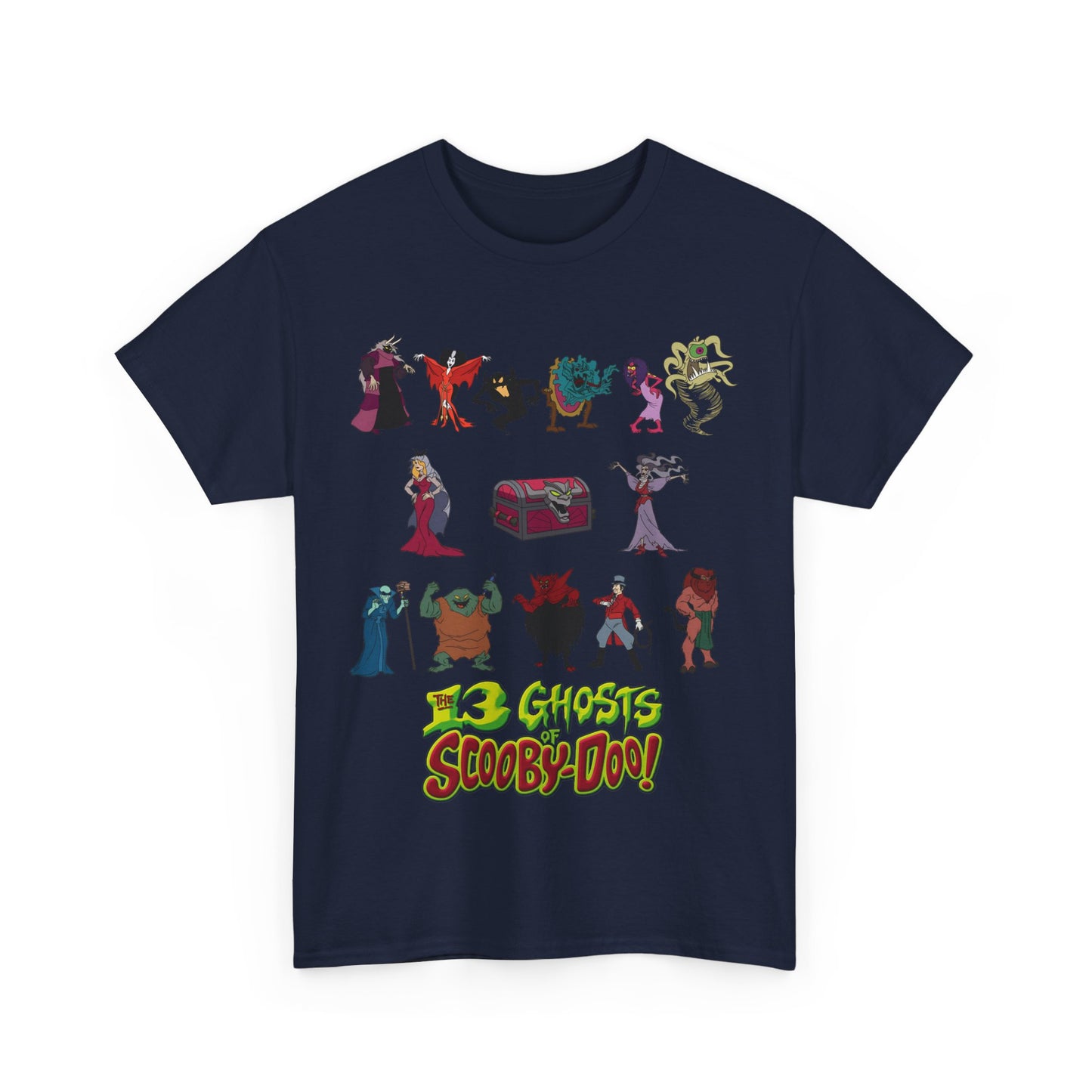 13 Ghosts of Scooby-Doo T-Shirt - Hanna-Barbera Saturday Morning Cartoon - Chest of Demons - Maldor, Queen Morbidia, Reflector Specter