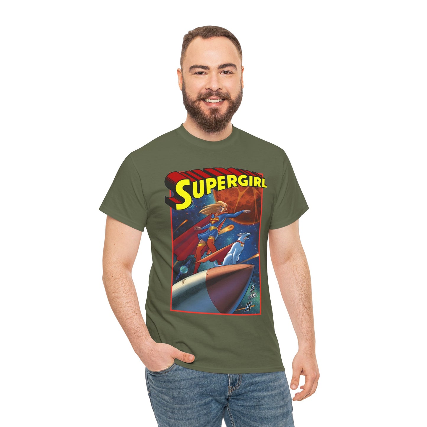 Supergirl & Krypto T-Shirt - Amanda Conner Art - Kara from Krypton - Superman's Pet Superdog - DC Comics
