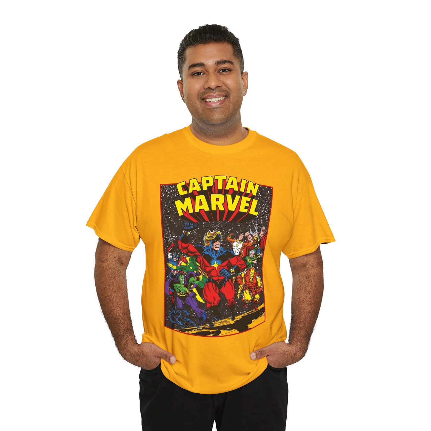 Captain Marvel T-Shirt - Marvel Comics - Jim Starlin Art - Mar-Vell - Kree - Cosmic Hero