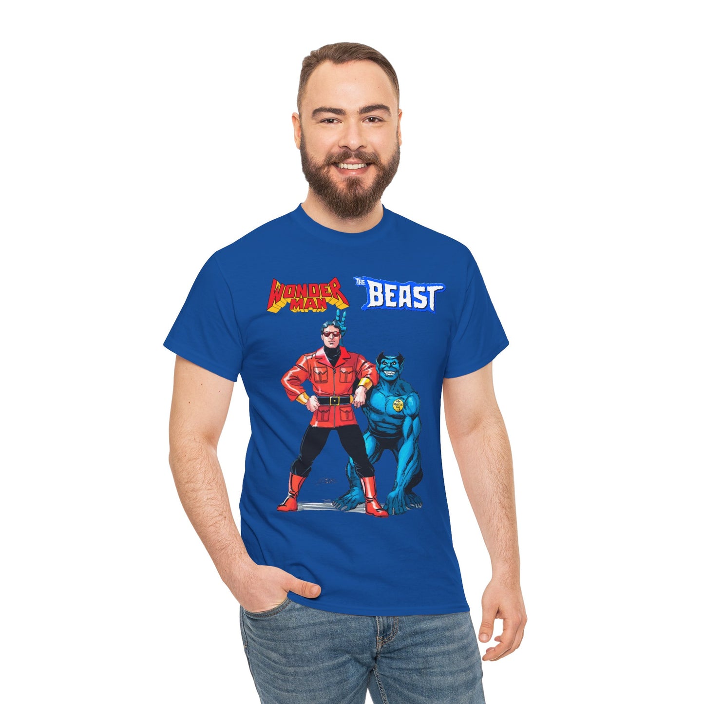 Wonder Man & Beast T-Shirt - George Perez Art - Popular Avengers, X-Men Members - Simon Williams & Hank McCoy - Marvel Comics