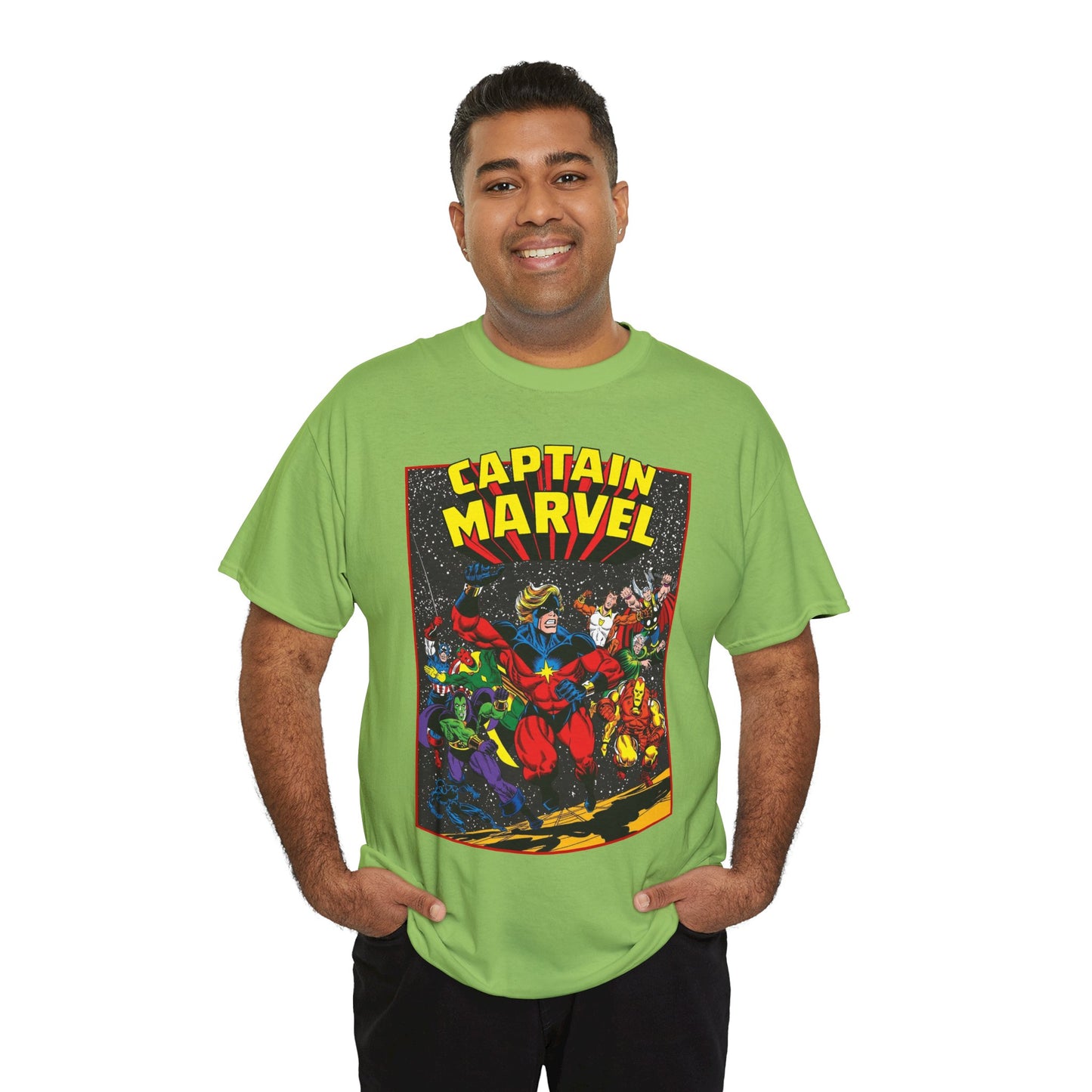 Captain Marvel T-Shirt - Marvel Comics - Jim Starlin Art - Mar-Vell - Kree - Cosmic Hero