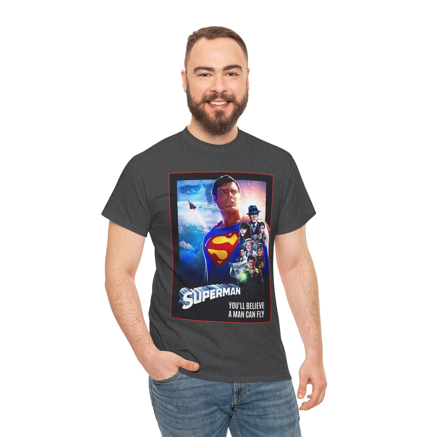 Superman The Movie T-Shirt - Christopher Reeve, Gene Hackman, Margot Kidder - Beloved 1970s Warner Brothers Movie - Krypton, Smallville, Metropolis - DC Comics