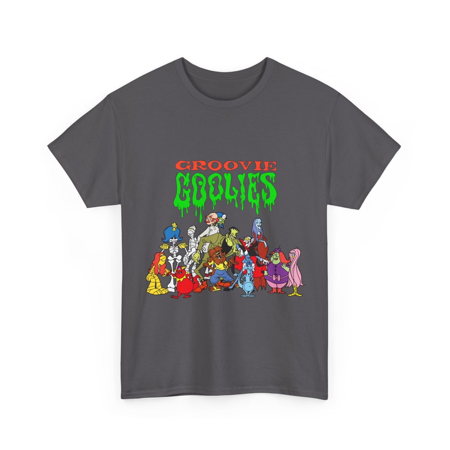 Groovie Goolies T-Shirt - The Monster Trio (Drac, Frankie, Wolfie) - Hagatha, Bella La Ghostly, Boneapart, Mummy - Horrible Hall on Horrible Drive - Filmation Cartoon