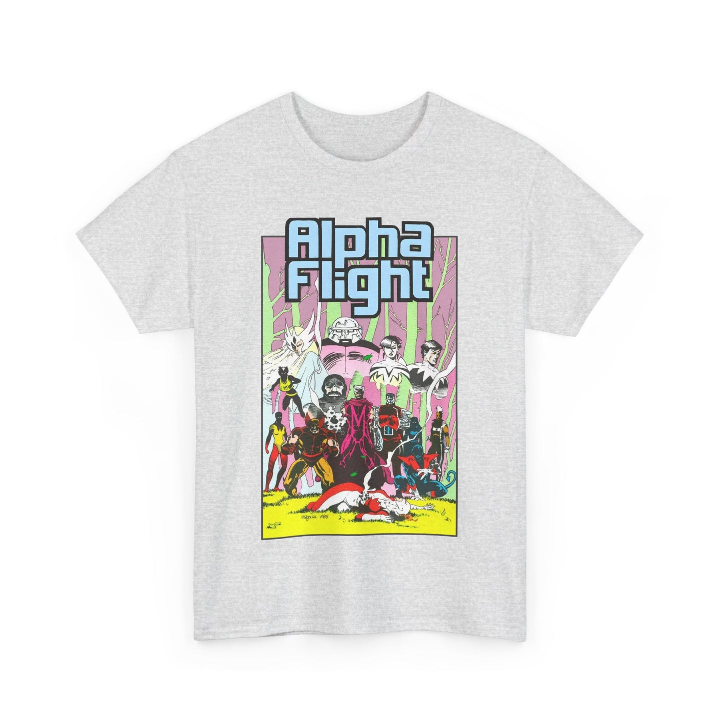 Alpha Flight T-Shirt - Mike Mignola Art - Northstar, Aurora, Snowbird, Shaman, Puck - X-Men: Magneto, Colossus, Shadowcat, Storm - Marvel Comics