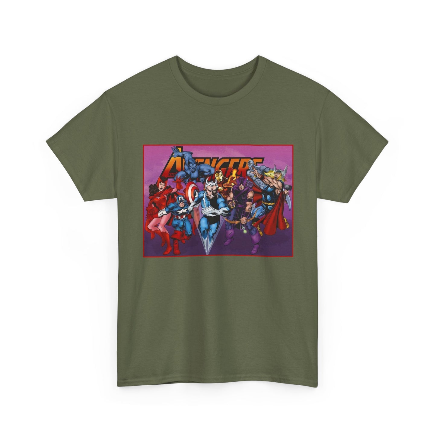 Avengers T-Shirt - John Byrne Art - Captain America, Quicksilver, Scarlet Witch, Beast, Iron Man, Thor, Hawkeye - Marvel Comics