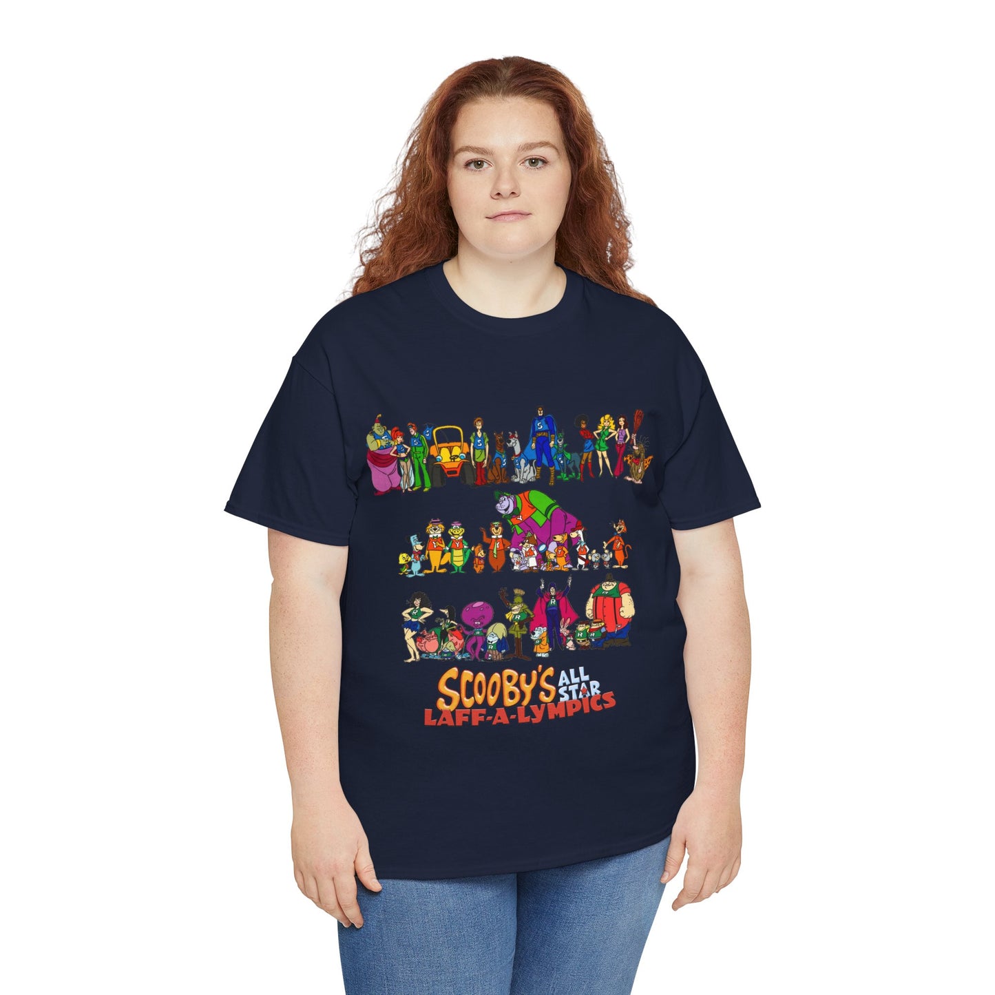 Scooby's All-Star Laff-A-Lympics T-Shirt - Hanna-Barbera Cartoon - Speed Buggy, Yogi Bear, Grape Ape, Scooby Dum, Shaggy, Wally Gator