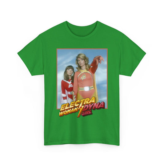 Electra Woman & Dyna Girl T-Shirt - Popular Krofft Supershow Characters from the 1970s - Deidre Hall & Judy Strangis