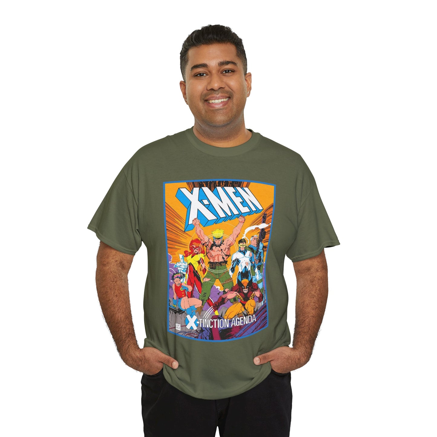 Uncanny X-Men T-Shirt - Jim Lee Art - Wolverine, Cyclops, Jean Grey, Cable, Iceman, Havok, Jubilee - X-Tinction Agenda - Marvel Comics