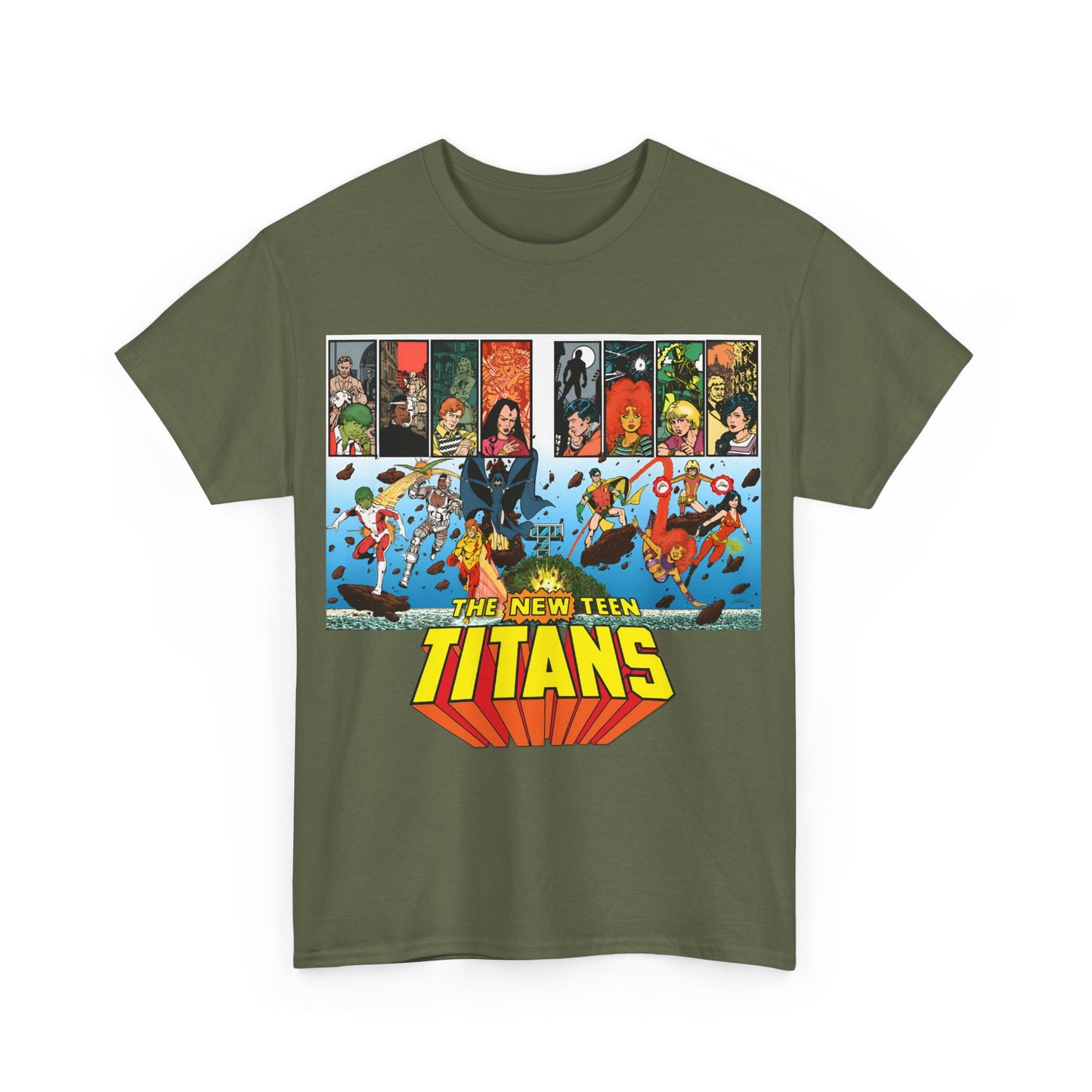 New Teen Titans T-Shirt - George Perez Art - Robin, Wonder Girl, Cyborg, Raven, Starfire, Kid Flash - DC Comics