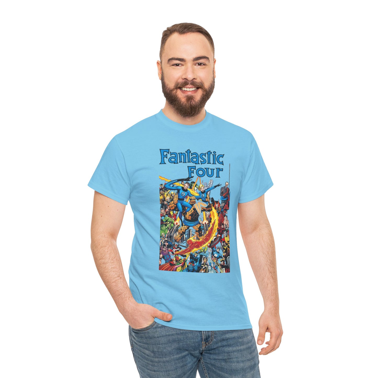 Fantastic Four T-Shirt - Classic John Byrne Art - Popular Marvel Comics Characters - Human Torch, The Thing, Invisible Woman, Reed Richards - 2025 MCU Movie
