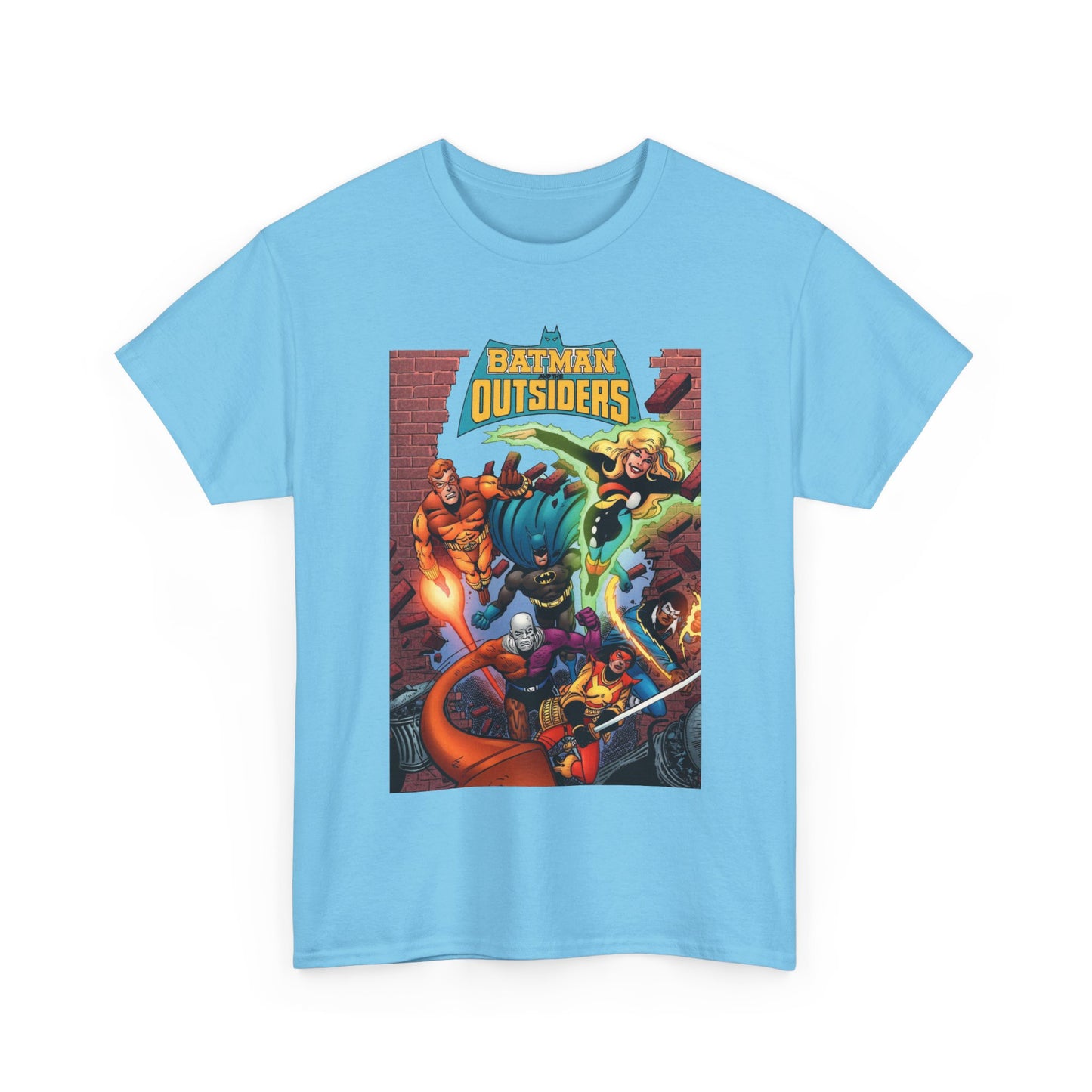 Batman & the Outsiders T-Shirt - Jim Aparo Art - Metamorpho, Katana, Halo, Black Lightning, Geo-Force - DC Comics