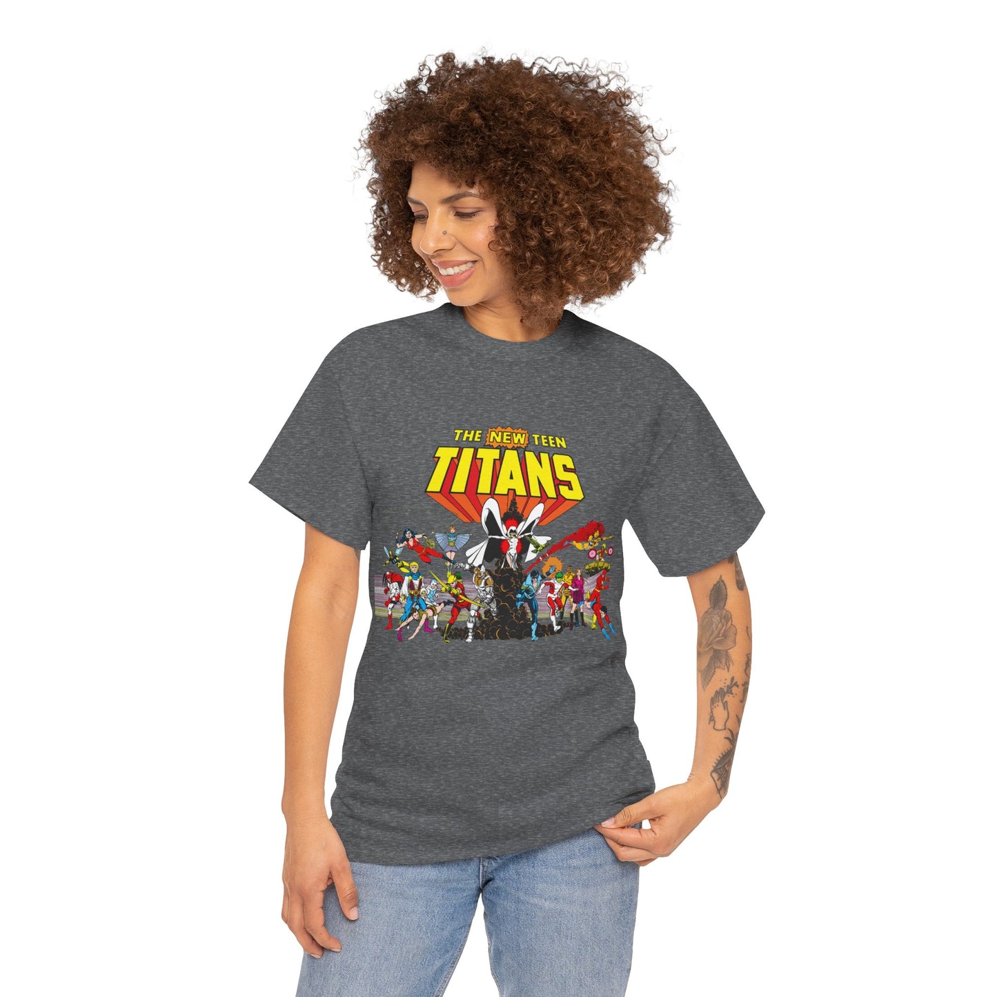 New Teen Titans T-Shirt - George Perez Art - Nightwing, Starfire, Cyborg, Speedy, Bumblebee, Hawk, Dove, Speedy, Wonder Girl, Terra, Lilith - DC Comics