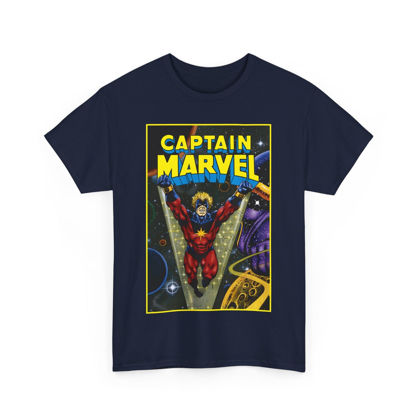 Captain Marvel T-Shirt - Mar-Vell - Thanos - Jim Starlin Art - 1970s Cosmic Superhero - Marvel Comics