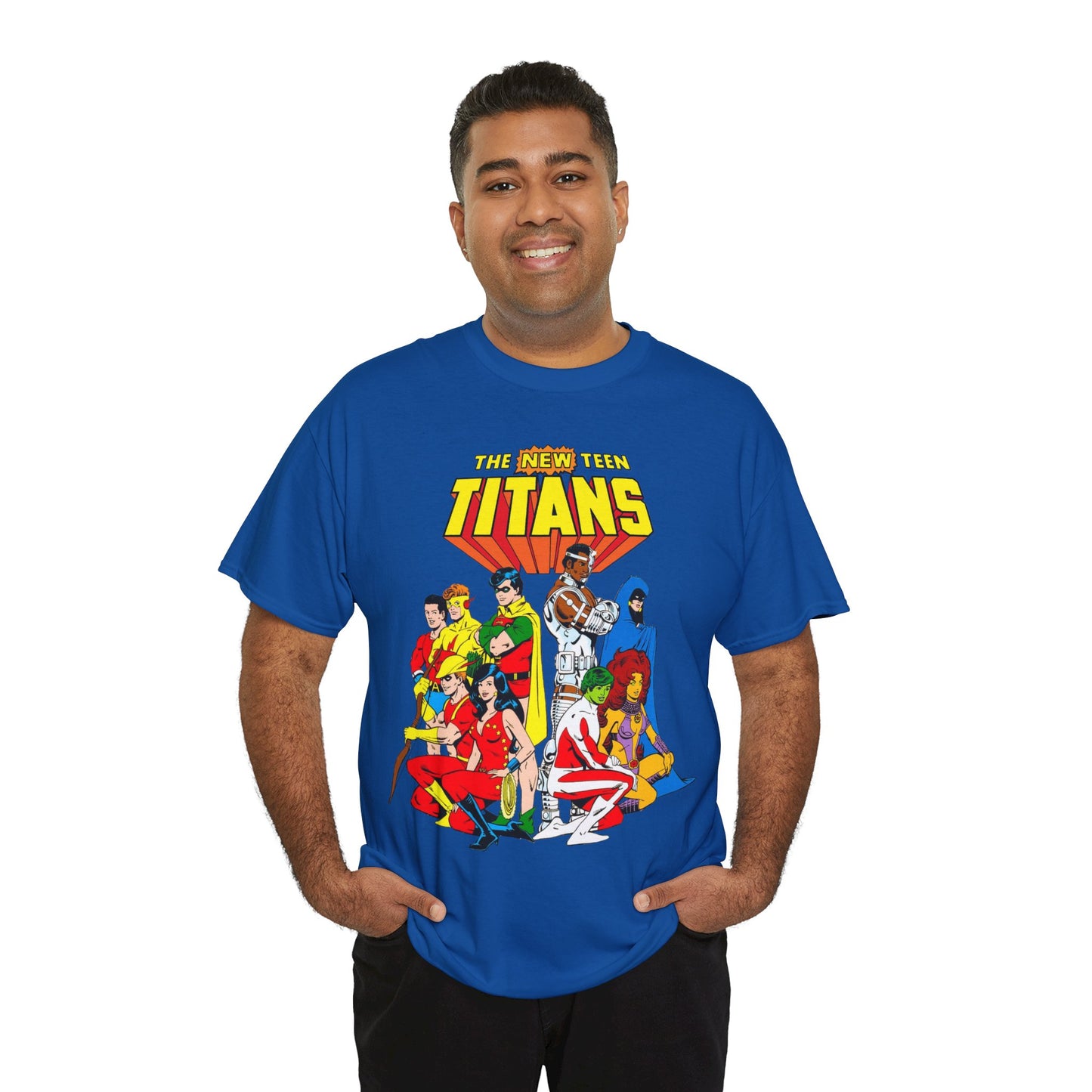 New Teen Titans T-Shirt - George Perez Art - Robin, Wonder Girl, Starfire, Raven, Cyborg, Speedy, Aqualad - DC Comics