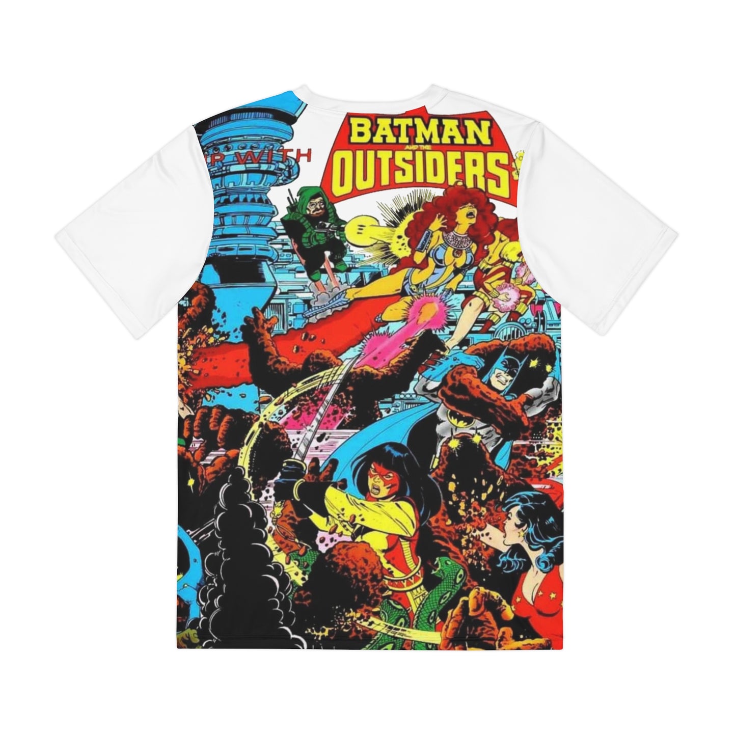 New Teen Titans/Batman & the Outsiders All Over Print Tee (Polyester) - George Perez & Jim Aparo Art - DC Comics (IMPROVED PLACEMENT AND PRINTING TECHNIQUES)