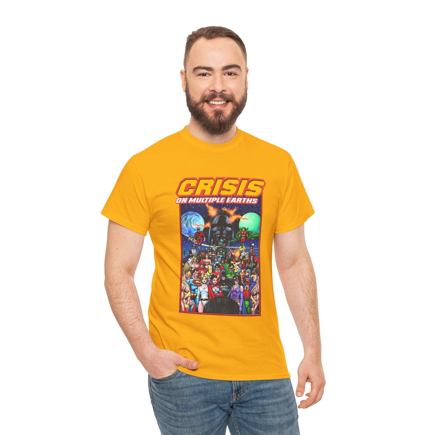 Crisis on Multiple Earths T-Shirt - George Perez Art - JSA & JLA Team-ups - Superman, Batman, Zatanna, Huntress, Power Girl, Hawkman, New Gods, Darkseid - DC Comics