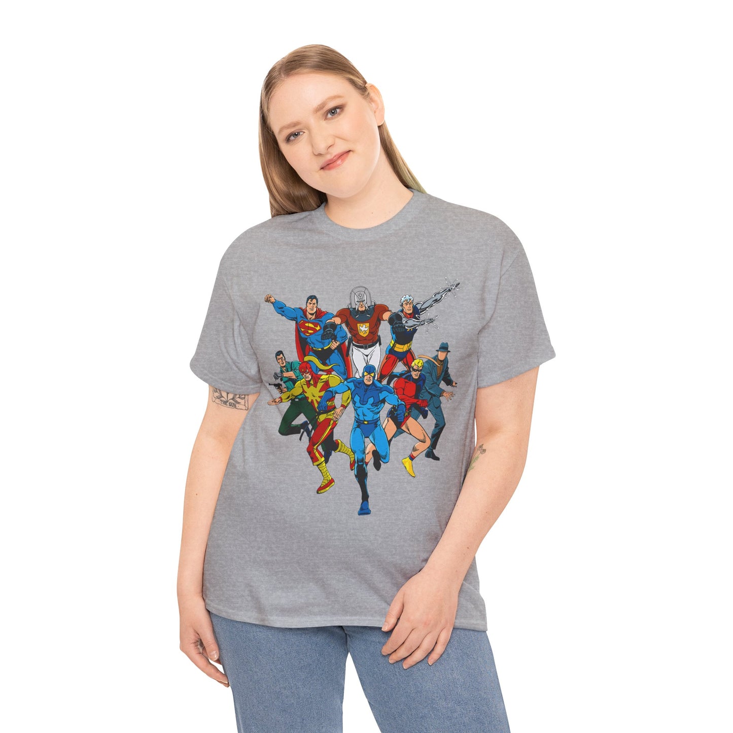 Charlton Characters T-Shirt - DC Comics - Captain Atom, Peacemaker, The Question, Blue Beetle, Judomaster
