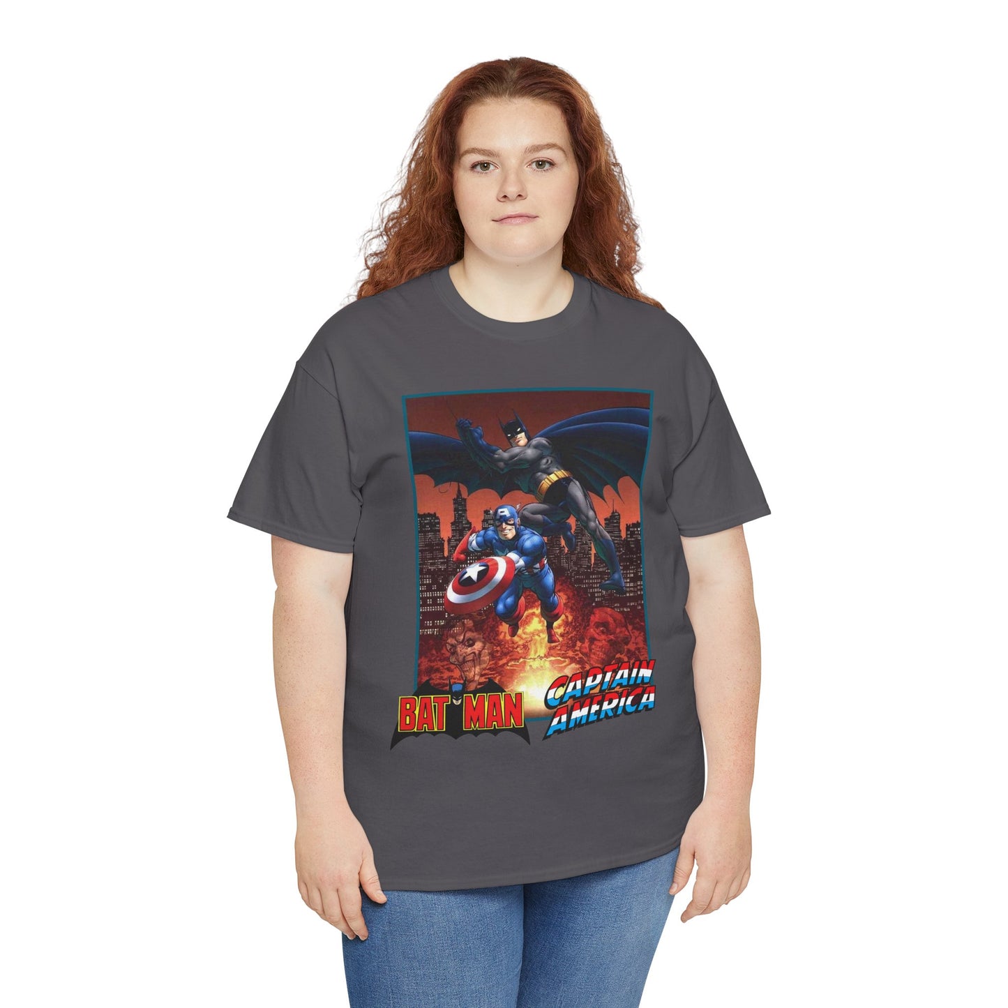Batman & Captain America T-Shirt - John Byrne Art - Joker & Red Skull - Marvel & DC Comics Crossover Art