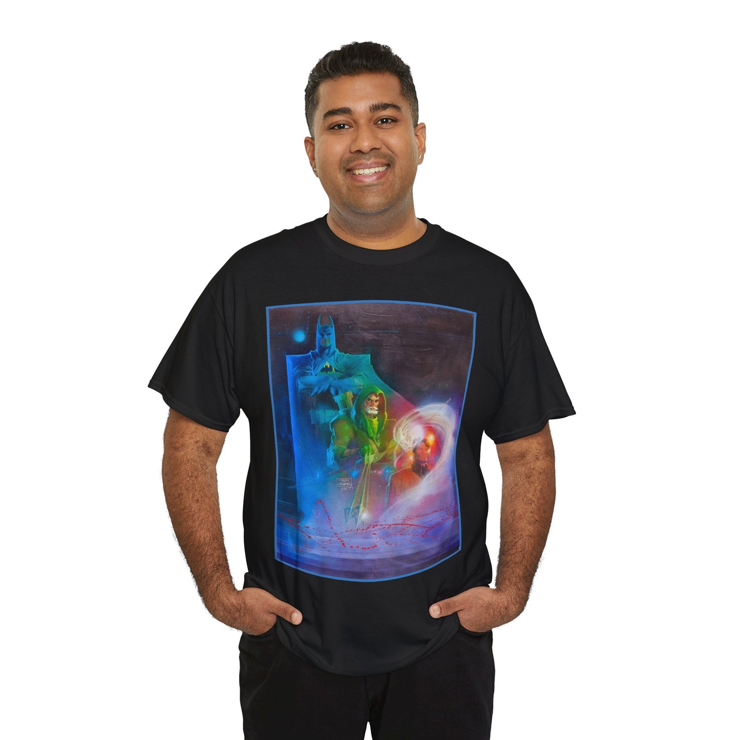 Batman, Green Arrow, Question T-Shirt - Denys Cowan & Bill Sienkiewicz Art - DC Comics - Gotham City