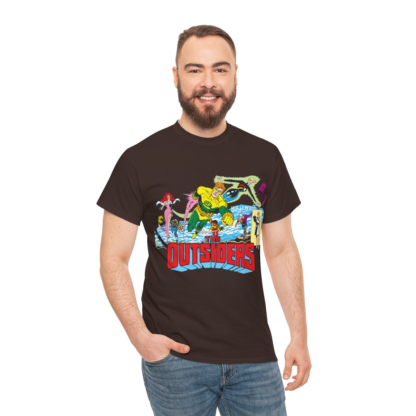 Outsiders T-Shirt - Amazing Jim Aparo Art - Black Lightning, Geo-Force, Katana, Metamorpho, Looker, Halo - DC Comics