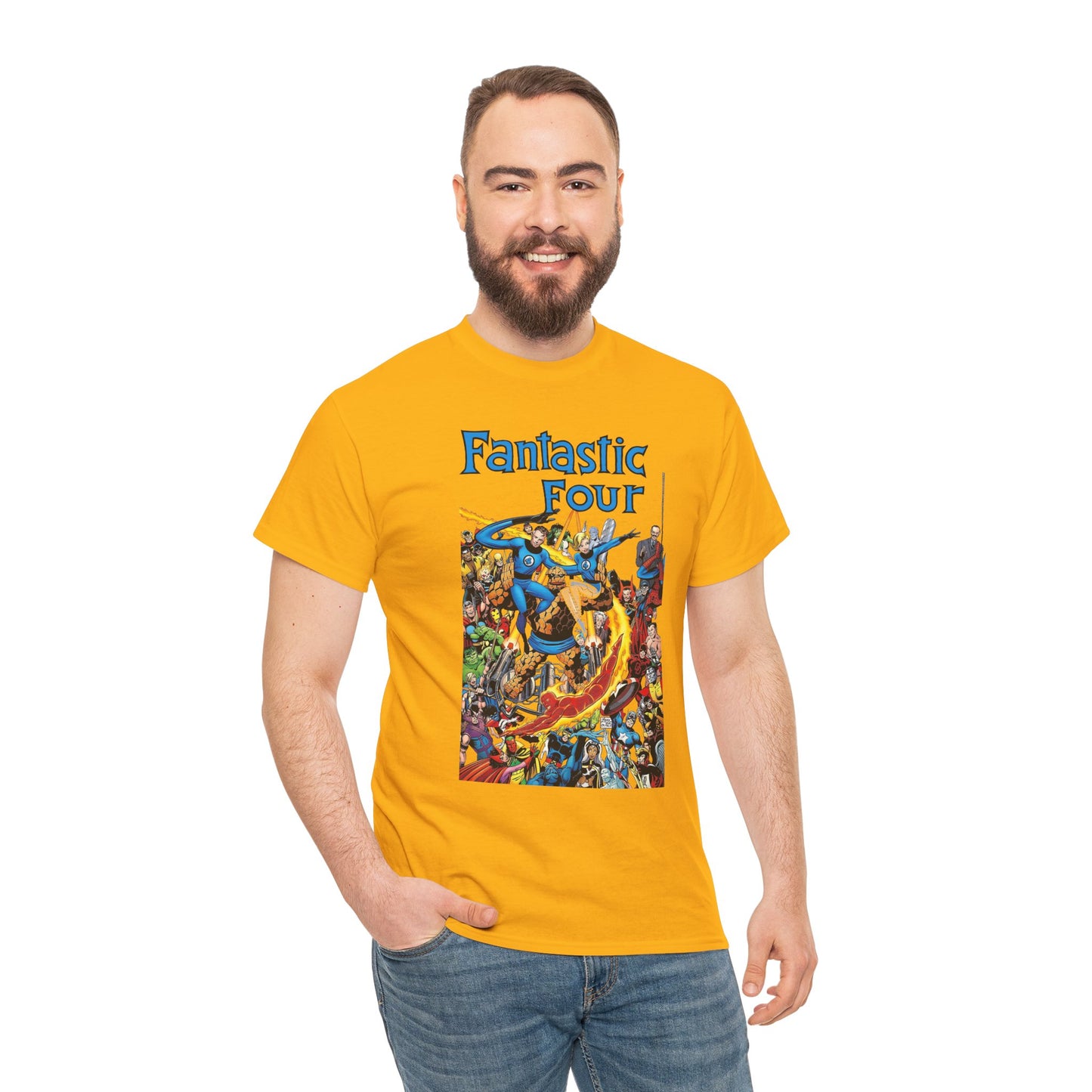 Fantastic Four T-Shirt - Classic John Byrne Art - Popular Marvel Comics Characters - Human Torch, The Thing, Invisible Woman, Reed Richards - 2025 MCU Movie