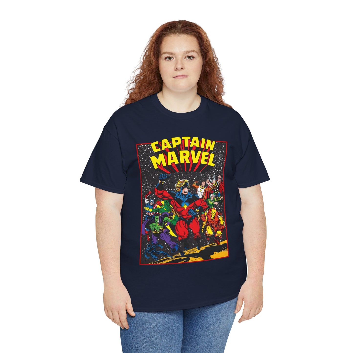 Captain Marvel T-Shirt - Marvel Comics - Jim Starlin Art - Mar-Vell - Kree - Cosmic Hero