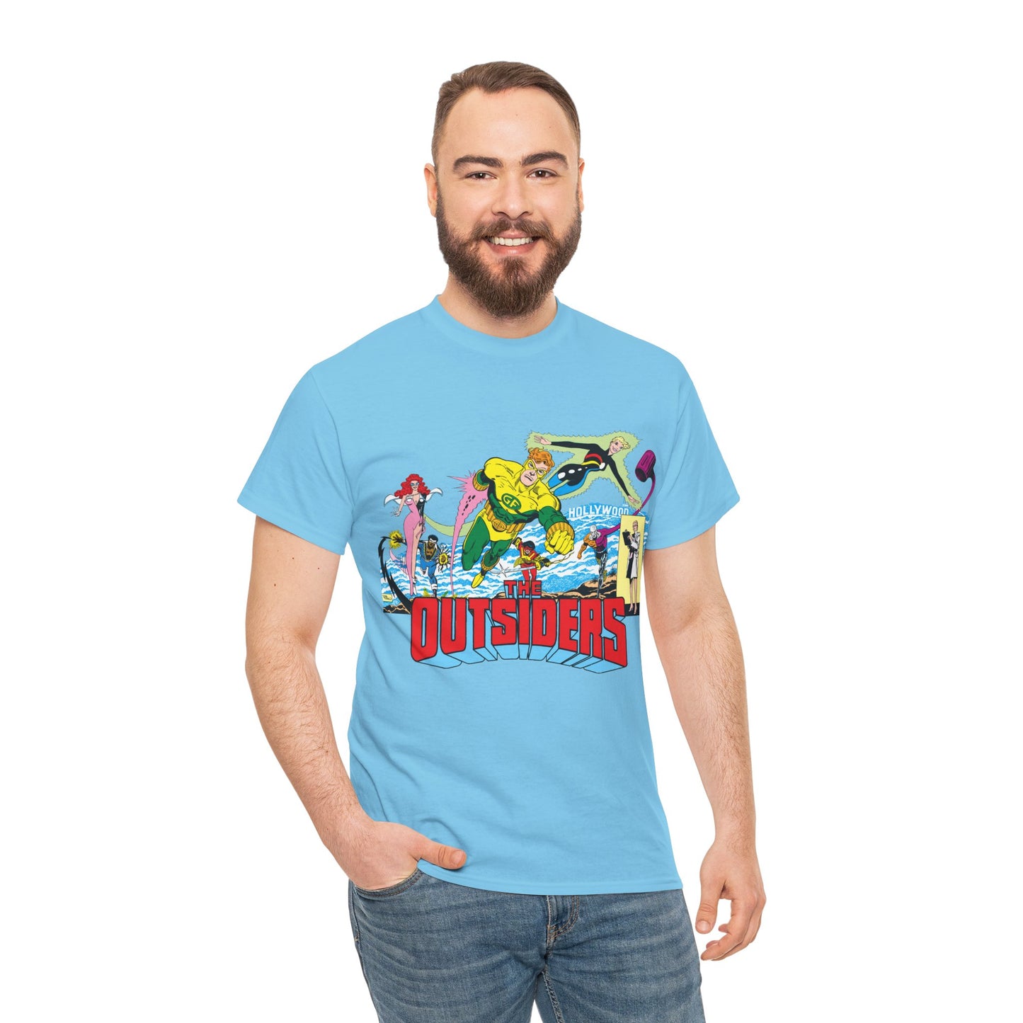 Outsiders T-Shirt - Amazing Jim Aparo Art - Black Lightning, Geo-Force, Katana, Metamorpho, Looker, Halo - DC Comics
