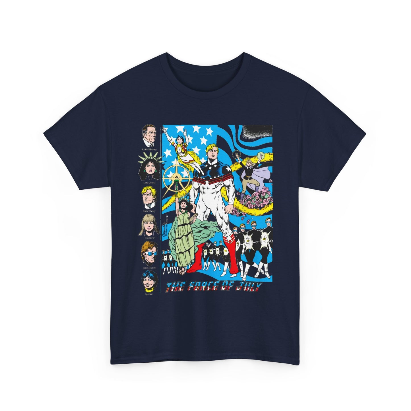 Force of July T-Shirt - Batman and the Outsiders Villains - Lady Liberty, Major Victory, Mayflower, Silent Majority - DC Comics