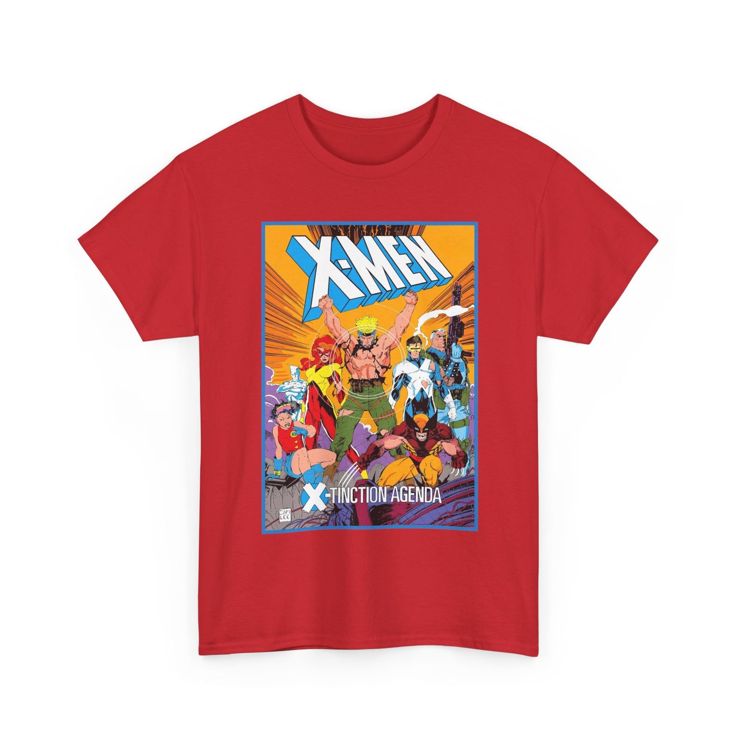 Uncanny X-Men T-Shirt - Jim Lee Art - Wolverine, Cyclops, Jean Grey, Cable, Iceman, Havok, Jubilee - X-Tinction Agenda - Marvel Comics